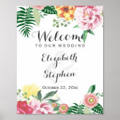 Elegant Chic Waterverf Floral Wedding Sign Poster (Voorkant)