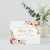Elegant Chic Waterverf Flowers Hartelijk dank Briefkaart (Staand voorkant)