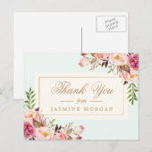 Elegant Chic Waterverf Flowers Hartelijk dank Briefkaart (Voorkant / Achterkant)