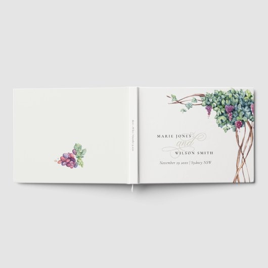 Elegant Chic Waterverf Grapevine Foliage Wedding Gastenboek (Volledig)
