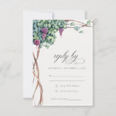 Elegant Chic Waterverf Grapevine Foliage Wedding RSVP Kaartje (Voorkant)