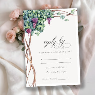 Elegant Chic Waterverf Grapevine Foliage Wedding RSVP Kaartje