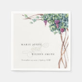 Elegant Chic Waterverf Grapevine Foliage Wedding Servet (Voorkant)
