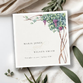 Elegant Chic Waterverf Grapevine Foliage Wedding Servet