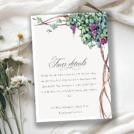 Elegant Chic Waterverf Grapevine Wedding Details Informatiekaartje