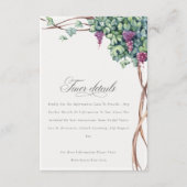 Elegant Chic Waterverf Grapevine Wedding Details Informatiekaartje (Voorkant)
