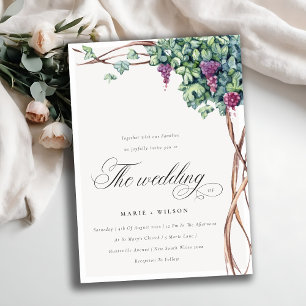 Elegant Chic Waterverf Grapevine Wedding Invite Bedankkaart