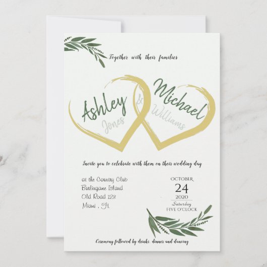 Elegant Chic Waterverf Greenery Cordial Wedding Kaart (Voorkant)