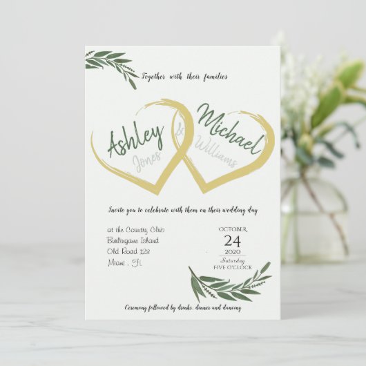 Elegant Chic Waterverf Greenery Cordial Wedding Kaart (Staand voorkant)