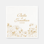 Elegant Chic Wedding Gold Floral - Aangepast Servetten (Voorkant)