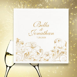 Elegant Chic Wedding Gold Floral - Aangepast Servetten