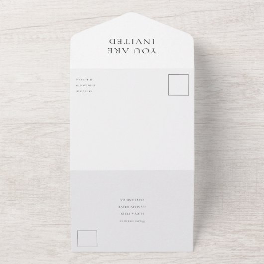 Elegant Chic Wedding | Minimale moderne RSVP All In One Uitnodiging (Buitenkant)