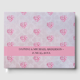 Elegant Chic Wedding Modern Eenvoudig Paars Roze Gastenboek