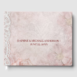 Elegant chic Wedding Modern Eenvoudig Roze Gastenboek