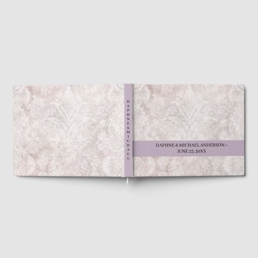 Elegant Chic Wedding Modern Simple Paars Gastenboek (Volledig)