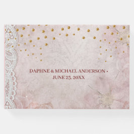 Elegant Chic Wedding Modern Simple Pink and Gold Gastenboek