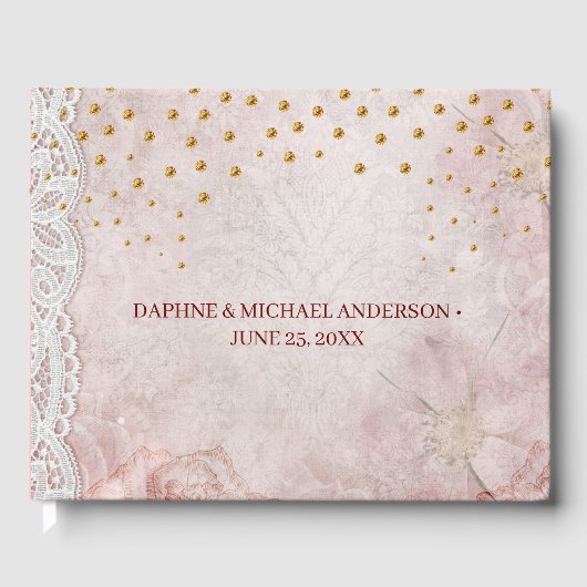 Elegant Chic Wedding Modern Simple Pink and Gold Gastenboek (Voorkant)