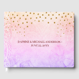 Elegant Chic Wedding Modern Simple Pink and Gold Gastenboek