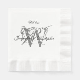 Elegant Chic Wedding Monogram Names White Paper Servet