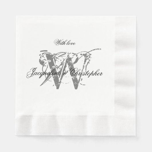 Elegant Chic Wedding Monogram Names White Paper Servet (Voorkant)