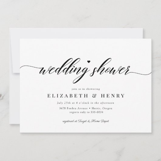 Elegant Chic Wedding Shower Couples Vrijgezellenfe Kaart (Voorkant)