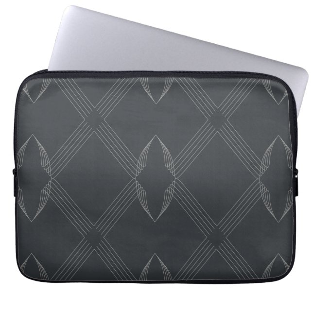 Elegant, chic, weelderig, single line pattern laptop sleeve (Voorkant)