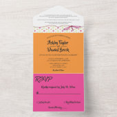 Elegant Chic Whimsical Script Boho Floral Wedding All In One Uitnodiging (Binnen)