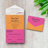 Elegant Chic Whimsical Script Boho Floral Wedding All In One Uitnodiging