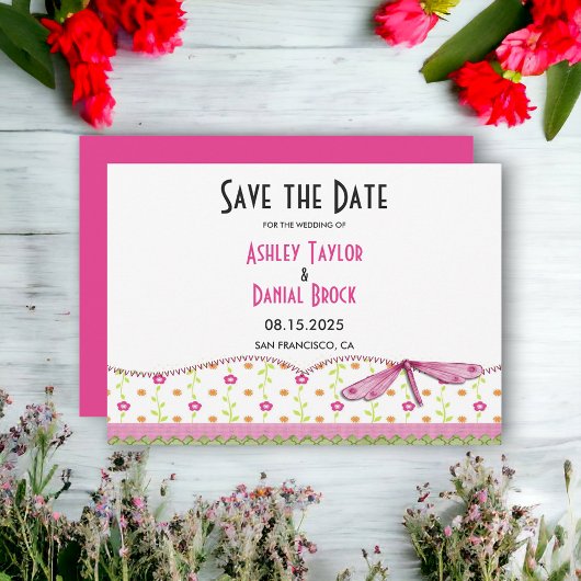 Elegant Chic Whimsical Script Boho Floral Wedding Save The Date
