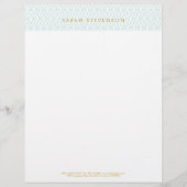 Elegant Chic White en Turquoise Lattice Pattern Briefhoofd (Voorkant)