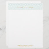 Elegant Chic White en Turquoise Lattice Pattern Briefhoofd (Voorkant / Achterkant)