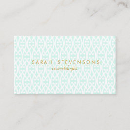 Elegant Chic White en Turquoise Lattice Pattern Visitekaartje