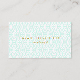 Elegant Chic White en Turquoise Lattice Pattern Visitekaartje
