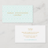 Elegant Chic White en Turquoise Lattice Pattern Visitekaartje (Voorkant / Achterkant)