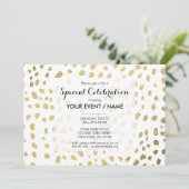 Elegant chic white faux Gold polka stips Kaart (Staand voorkant)