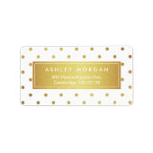 Elegant Chic White Gold Glitter Polka Dots Etiket (Voorkant)