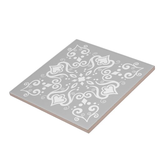 Elegant Chic White Grey Azulejo Style Pattern A01c Tegeltje (Zijkant)