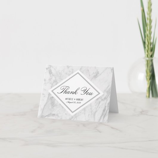 Elegant Chic White Grey Marble Dank je Kaart (Voorkant)