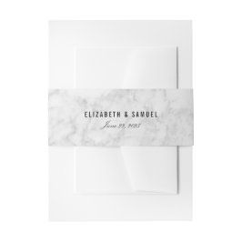 Elegant Chic White Grey Marmer Wedding Belly Bands Uitnodigingen Wikkel