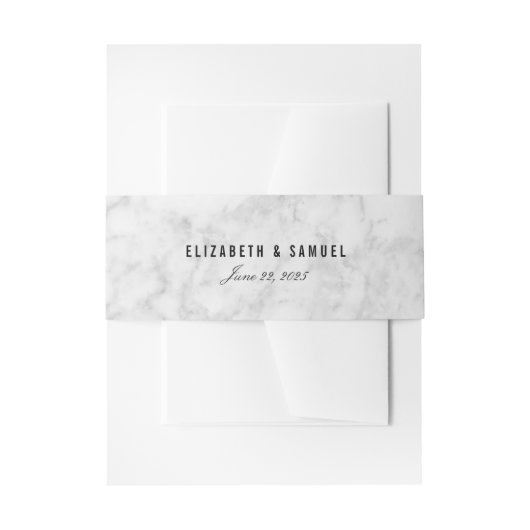 Elegant Chic White Grey Marmer Wedding Belly Bands Uitnodigingen Wikkel (Voorkant Voorbeeld)
