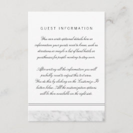 Elegant Chic White Grey Marmer Wedding Insert Kaar Informatiekaartje