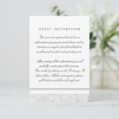 Elegant Chic White Grey Marmer Wedding Insert Kaar Informatiekaartje (Staand voorkant)