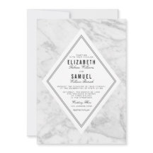 Elegant Chic White Grey Marmer Wedding Invitation