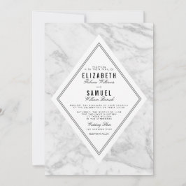 Elegant Chic White Grey Marmer Wedding Invitation Kaart