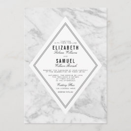 Elegant Chic White Grey Marmer Wedding Invitation Kaart