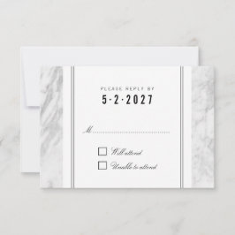 Elegant Chic White Grey Marmer Wedding RSVP Kaart
