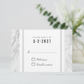 Elegant Chic White Grey Marmer Wedding RSVP Kaart (Staand voorkant)