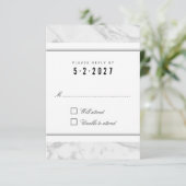 Elegant Chic White Grey Marmer Wedding RSVP Kaart (Staand voorkant)