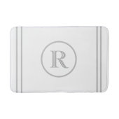 Elegant Chic White Grey Trim Aangepast monogram Badmat (Voorkant)