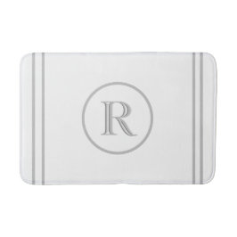Elegant Chic White Grey Trim Aangepast monogram Badmat